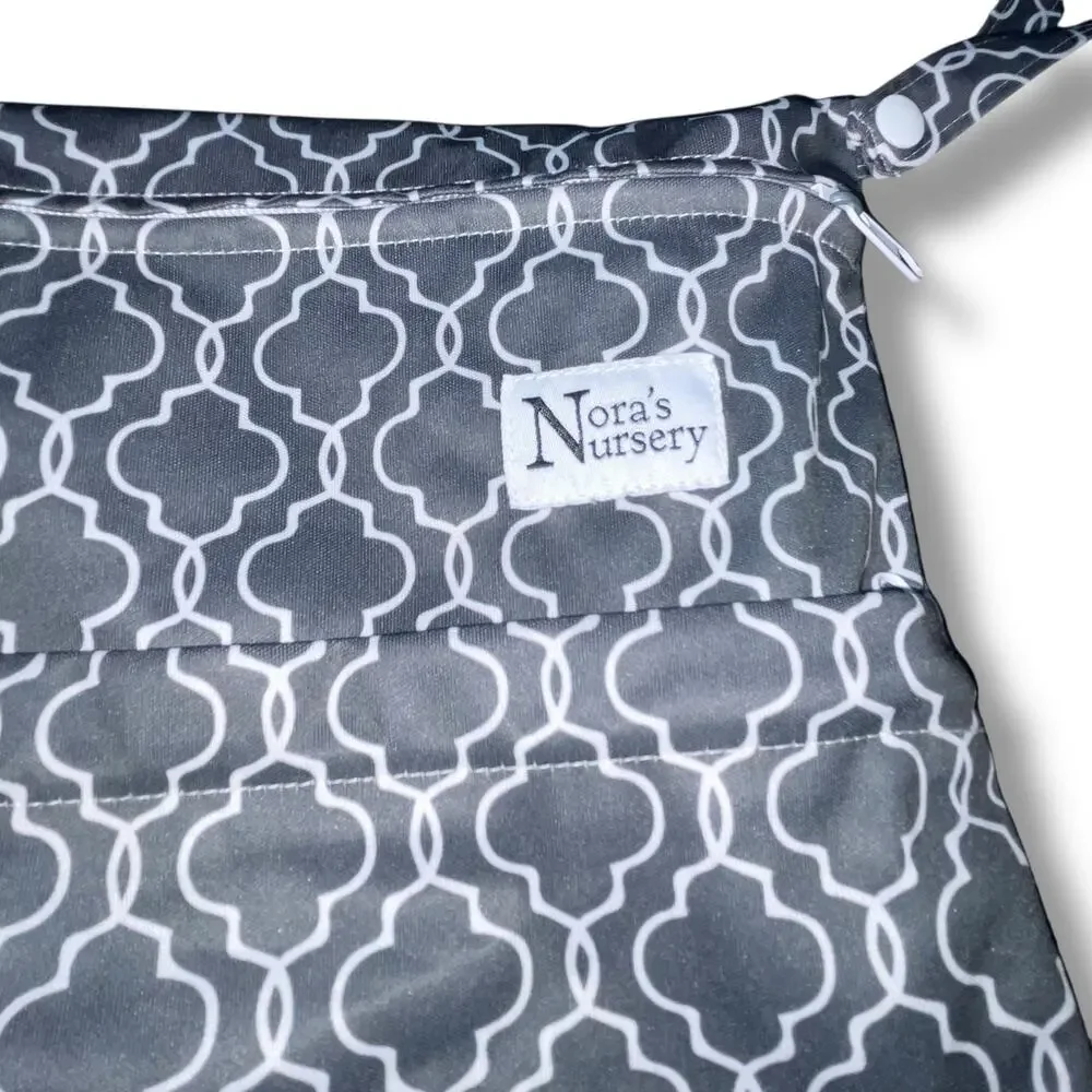 Noras Nursery Gray Wet Bag Diaper Laundry Double Zip Stroller Pouch 11x15 Gift